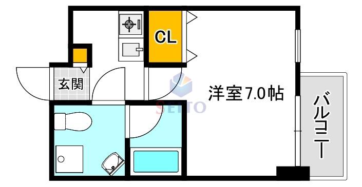 アスール江坂3RD(1K/4階)の間取り写真