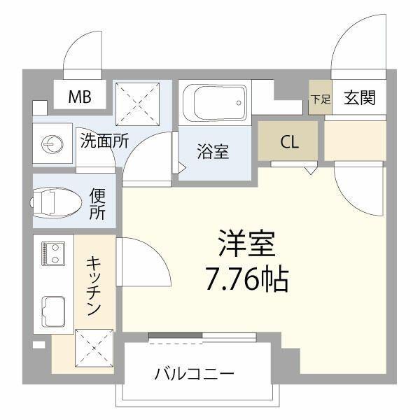 エマイユ(1K/6階)の間取り写真