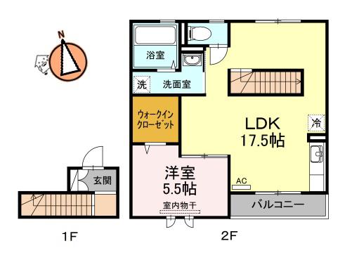 ロイヤルテラス(1LDK/2階)の間取り写真