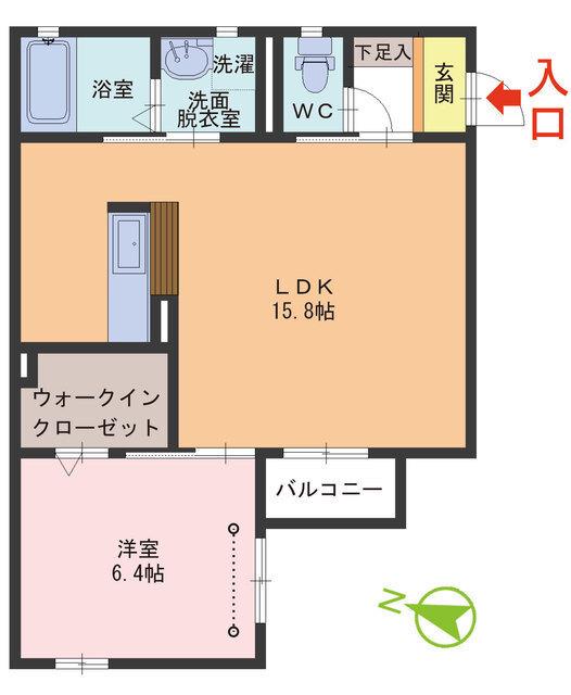 メゾン・ド・ジュモー(1LDK/2階)の間取り写真
