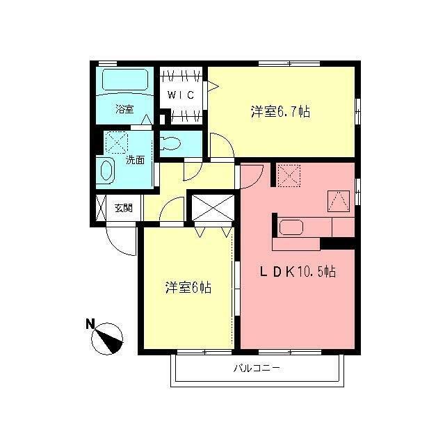 アルシオネ(2LDK/1階)の間取り写真