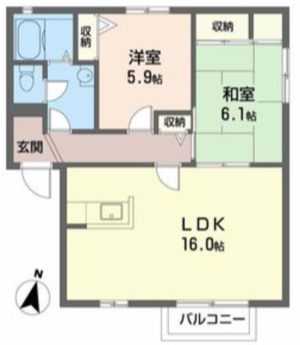 ハイツサンモール(2LDK/1階)の間取り写真
