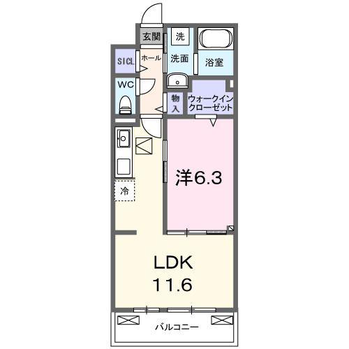 エリシオン・レジデンスV(1LDK/1階)の間取り写真