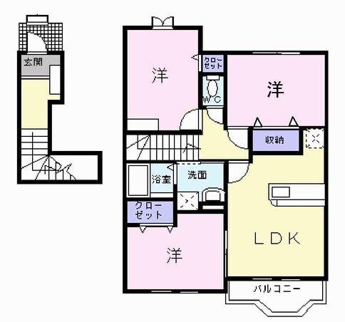 グラディートI(3LDK/2階)の間取り写真