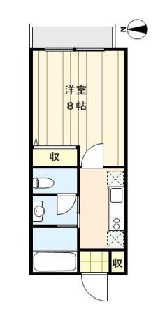 ウィンドフィル(1K/1階)の間取り写真