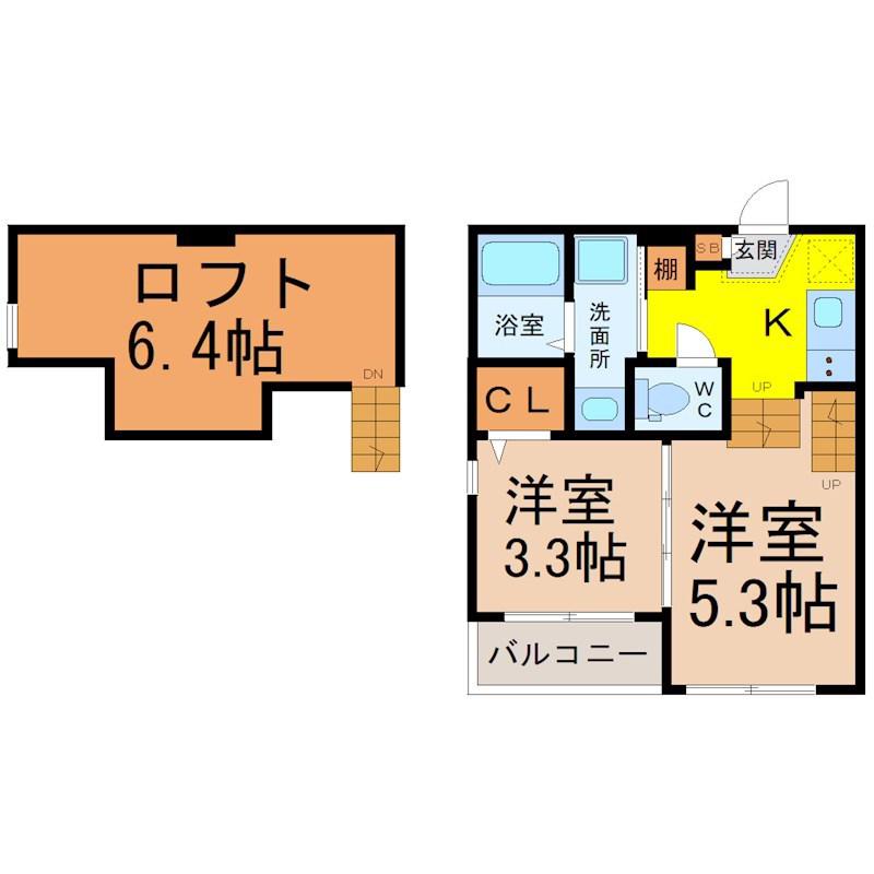 LUMO庄内通(2K/1階)の間取り写真