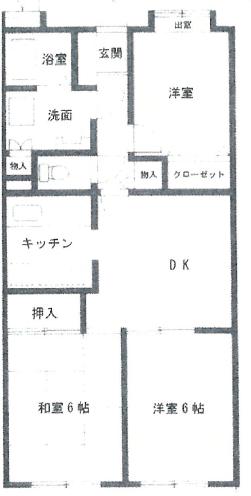 シェルクレールS(3DK/4階)の間取り写真