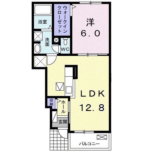 モアニ ケアラ エカヒ(1LDK/1階)の間取り写真