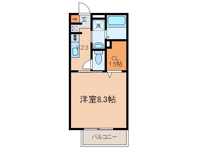 エミネンス(1K/1階)の間取り写真
