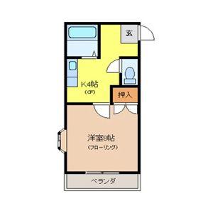 ベルハイムA(1K/2階)の間取り写真