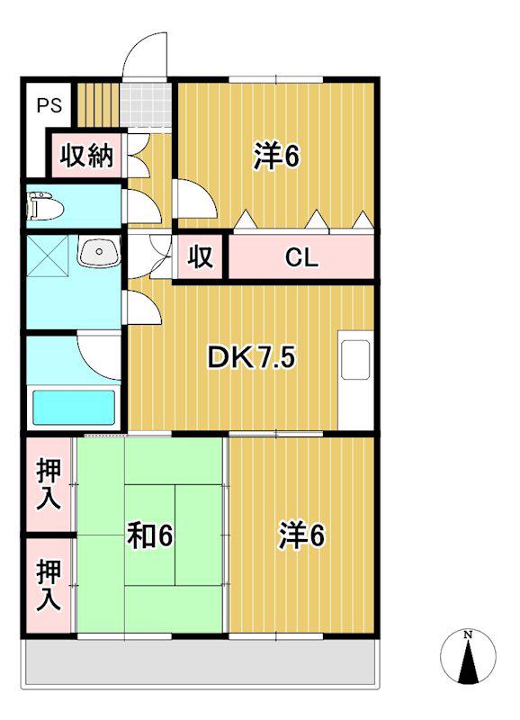 グランペール(3DK/2階)の間取り写真