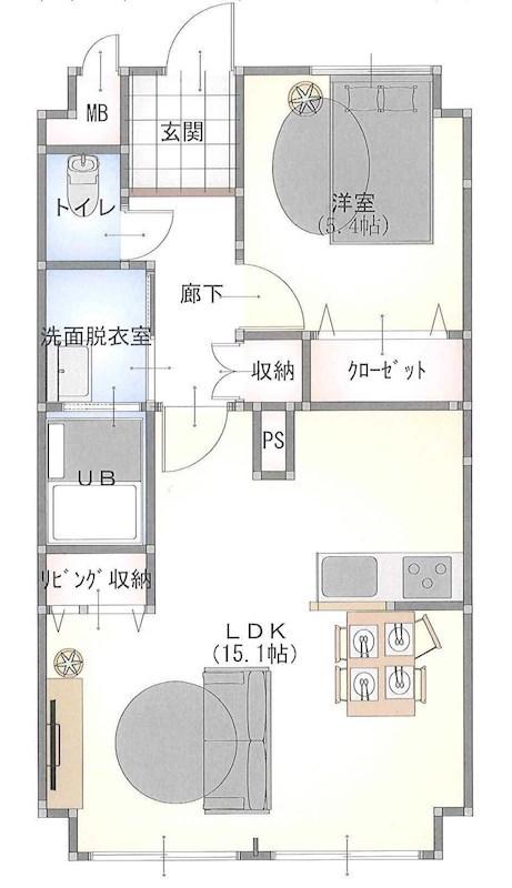 シャトー日東C(1LDK/2階)の間取り写真