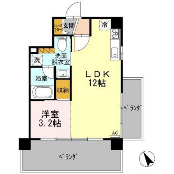 HOUSE TAGAWA(1LDK/9階)の間取り写真