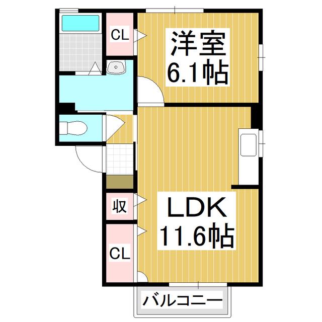 ディアスグレープB(1LDK/1階)の間取り写真