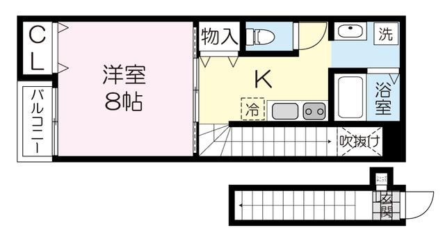 CASA白鳥(1K/2階)の間取り写真