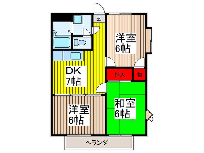 エランドール(3DK/3階)の間取り写真