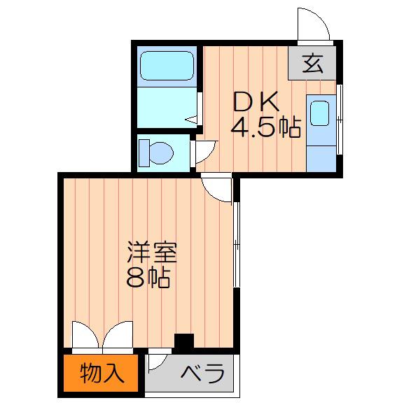秀和第2ハイツ(1DK/1階)の間取り写真
