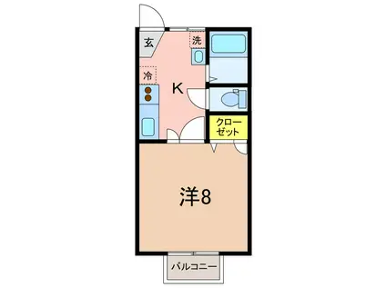 コーポ白馬(1K/1階)の間取り写真