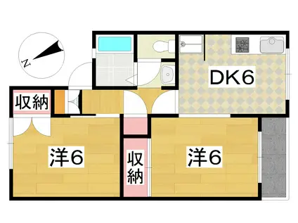 パルデンス台原(2DK/2階)の間取り写真