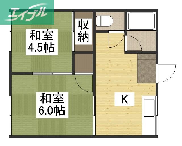 清水コーポA(2K/1階)の間取り写真