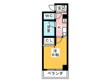 パークサイド見次(1K/1階)の間取り写真