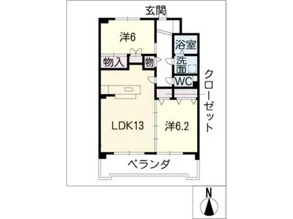 サンフィールド如意申(2LDK/2階)の間取り写真
