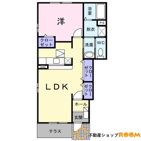 すいふようB(1LDK/1階)の間取り写真