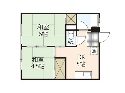 幟パークハイツ(2DK/4階)の間取り写真