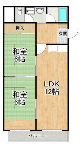 ラポール百舌鳥(2LDK/3階)の間取り写真