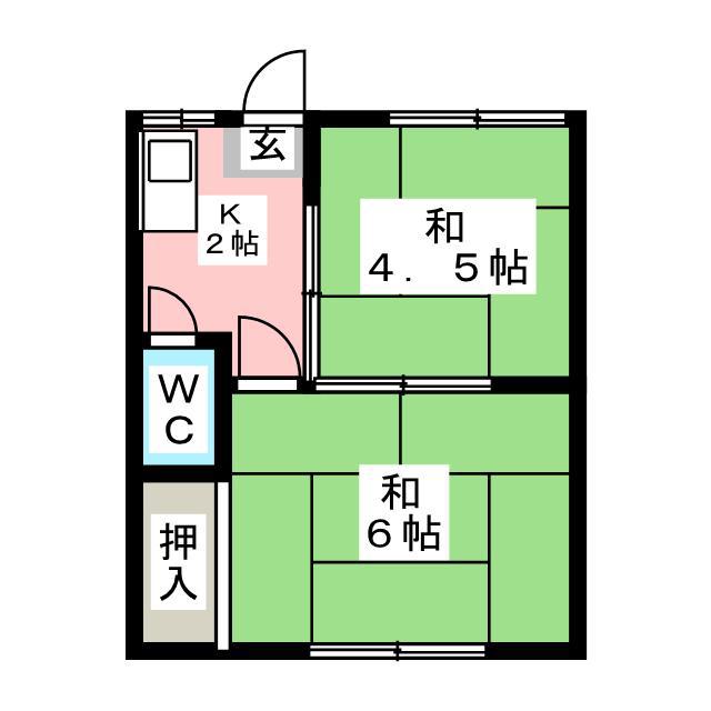 白田荘(2K/3階)の間取り写真
