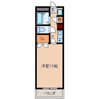ベルトピア宮崎7(1K/3階)の間取り写真