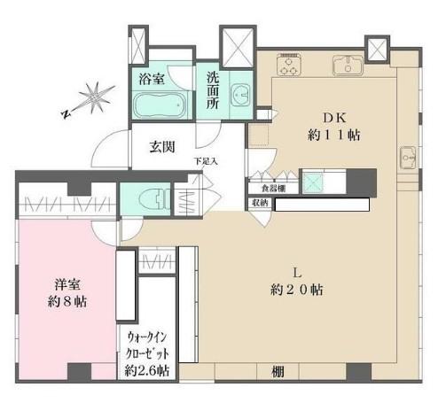 羽沢ハウス(1LDK/1階)の間取り写真