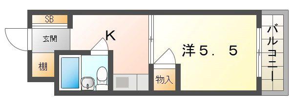 ウッディ・R・ONE(1K/4階)の間取り写真