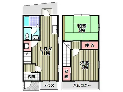 メゾンド樵雲(2LDK/1階)の間取り写真
