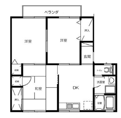 ヴィラパークス A棟(3DK/2階)の間取り写真