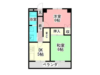 相模中央マンション(2DK/5階)の間取り写真