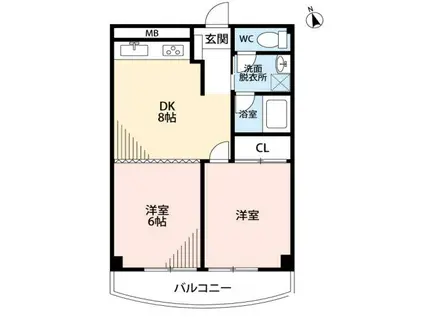 清田ビル(1LDK/2階)の間取り写真