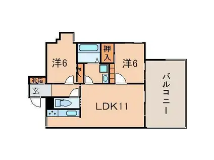 ラシェール追分(2LDK/6階)の間取り写真