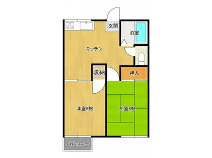 コーポウエスト(2DK/2階)の間取り写真