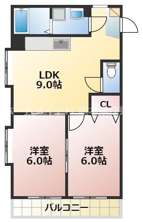 SERES長嶺(2LDK/2階)の間取り写真