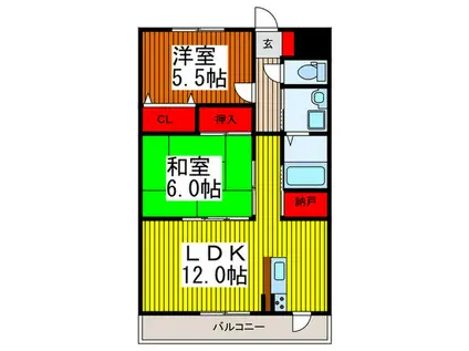 オリオンスクエア(2LDK/1階)の間取り写真