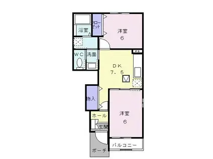 フロール レイナ II(2DK/1階)の間取り写真