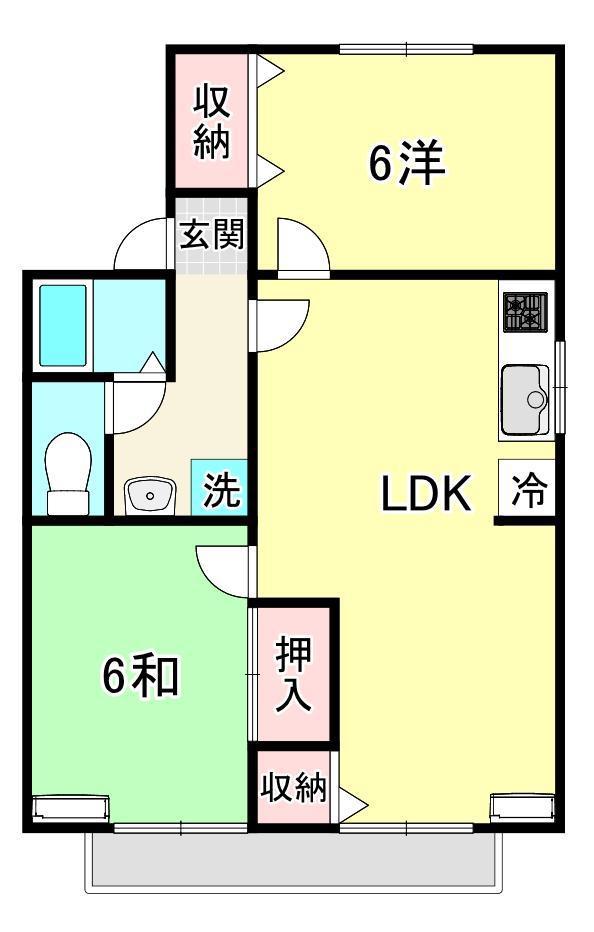 ドリームI(2LDK/2階)の間取り写真