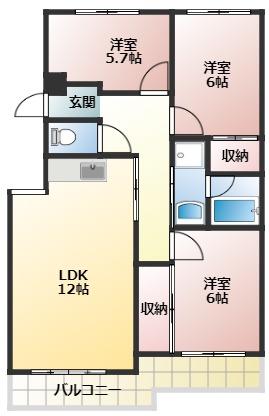 ヴィレッジカミアシ(3LDK/1階)の間取り写真