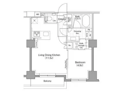 ザ・パークハビオ新宿(1LDK/4階)の間取り写真