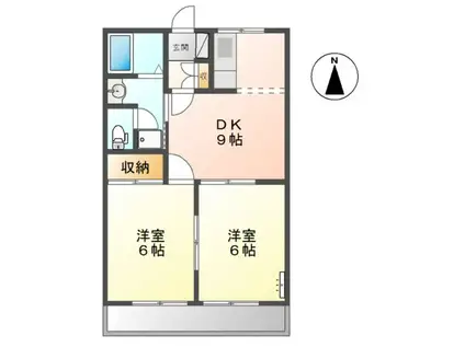ヒルトップ内張(2DK/2階)の間取り写真