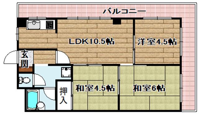 第一藤マンション(3LDK/3階)の間取り写真