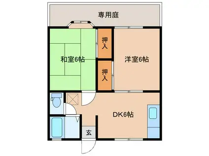 MUUTOS南花岡III(2DK/1階)の間取り写真