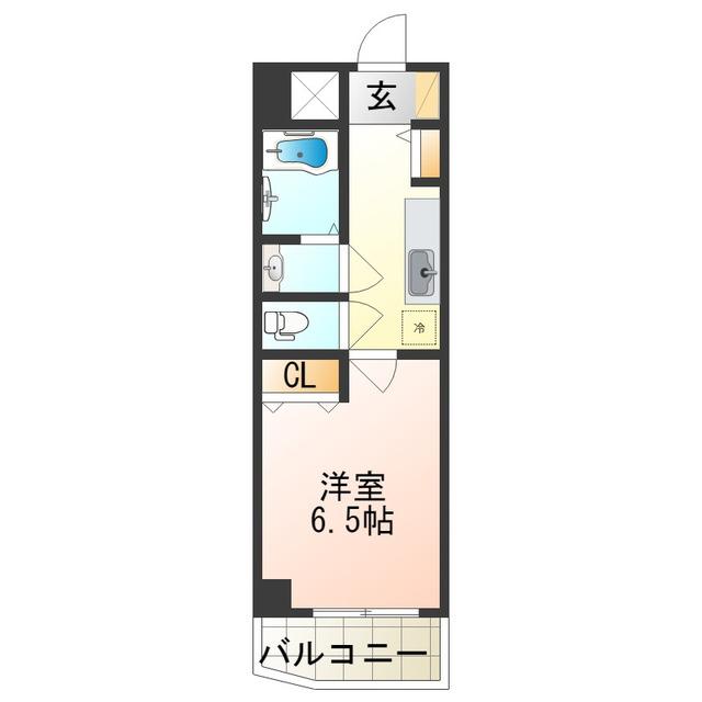エストレージャ文の里(1K/8階)の間取り写真