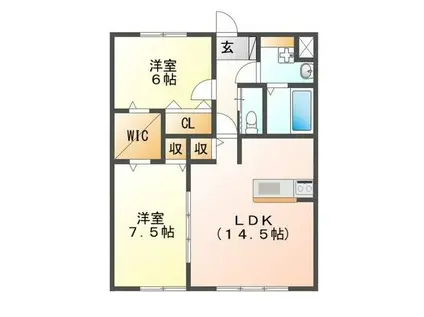 FLORA若狭(2LDK/1階)の間取り写真